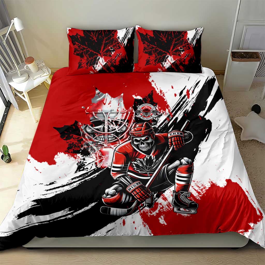 Canada Hockey Skull Life and Death Bedding Set