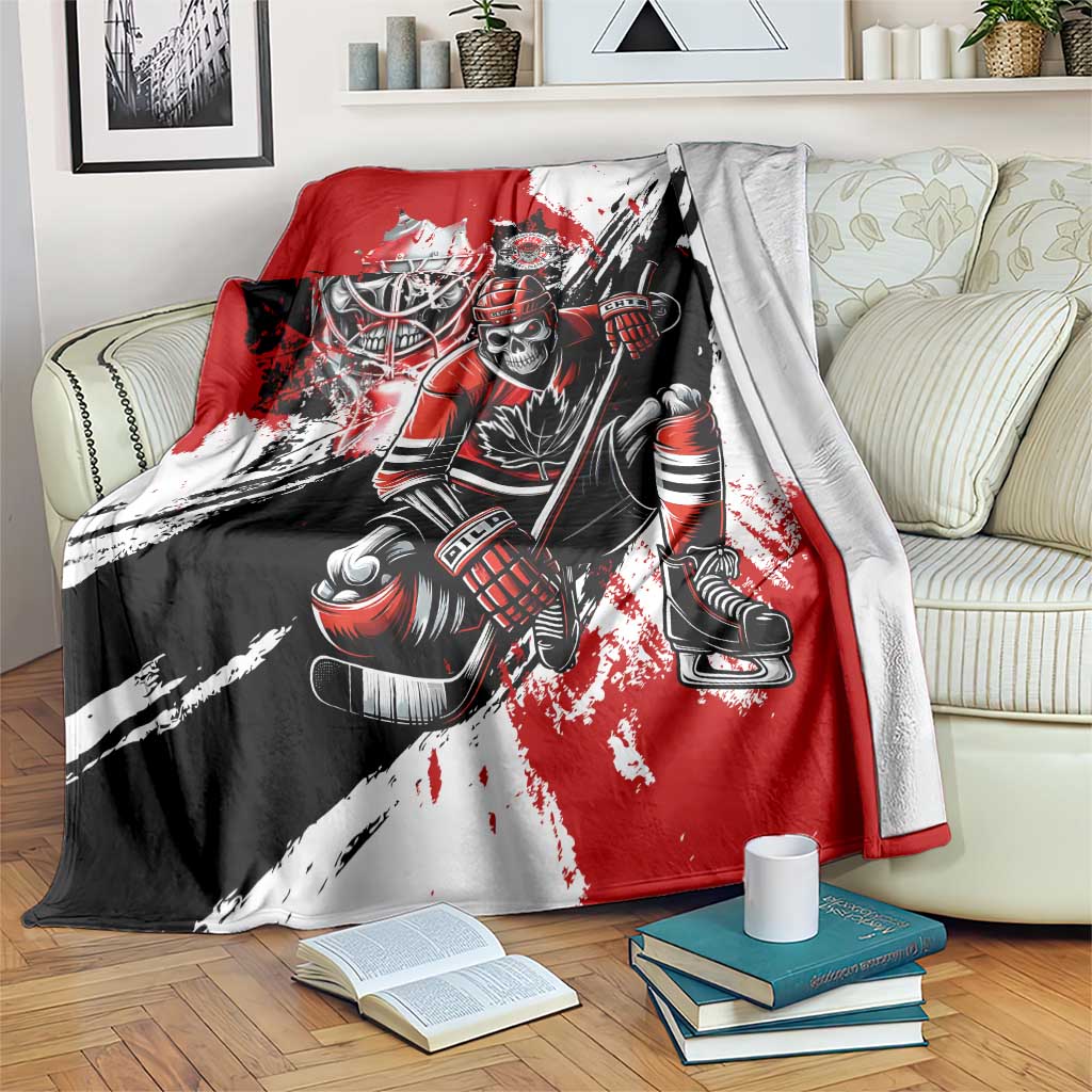 Canada Hockey Skull Life and Death Blanket