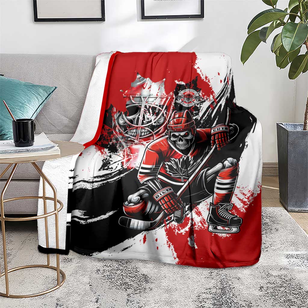 Canada Hockey Skull Life and Death Blanket
