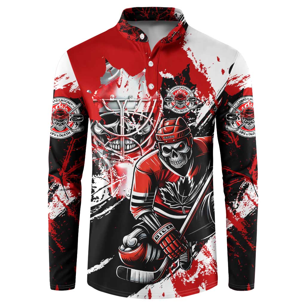 Canada Hockey Skull Life and Death Button Sweatshirt