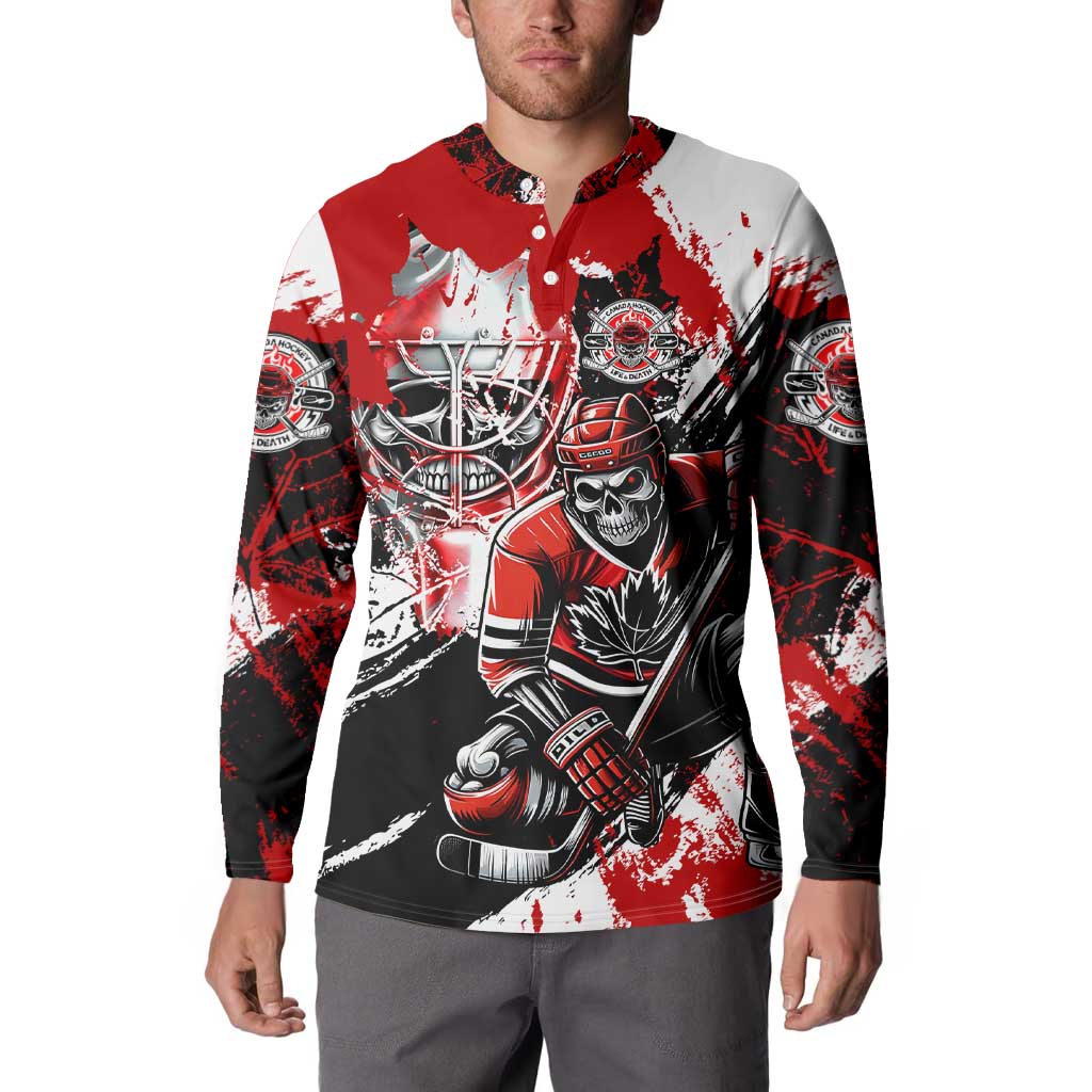 Canada Hockey Skull Life and Death Button Sweatshirt