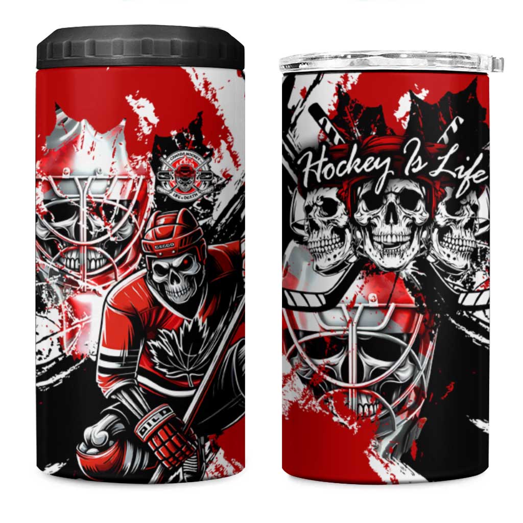 Canada Hockey Skull Life and Death 4 in 1 Can Cooler Tumbler