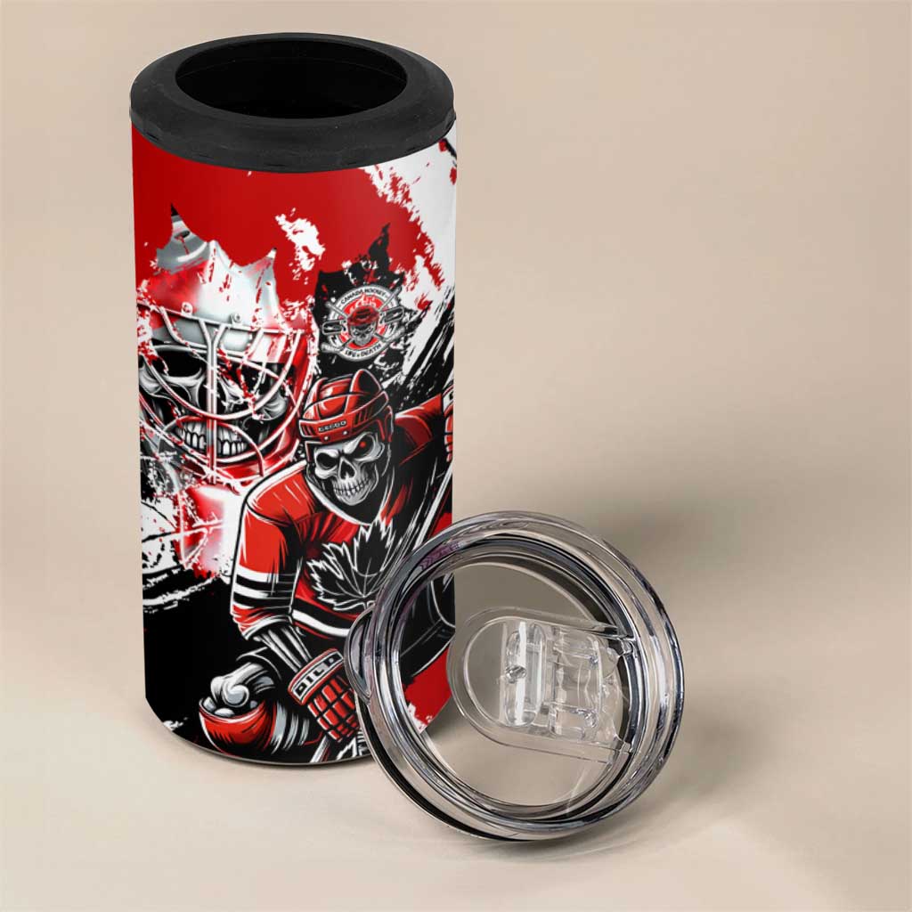 Canada Hockey Skull Life and Death 4 in 1 Can Cooler Tumbler