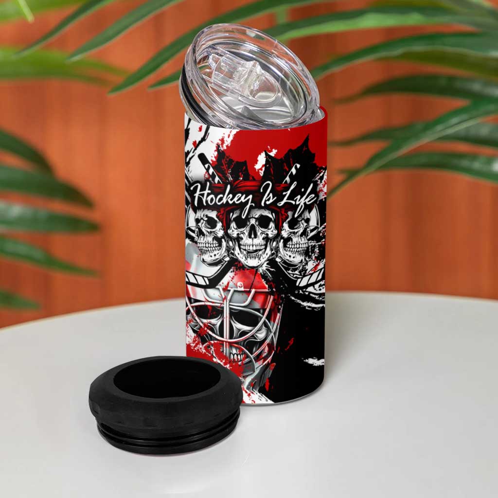 Canada Hockey Skull Life and Death 4 in 1 Can Cooler Tumbler