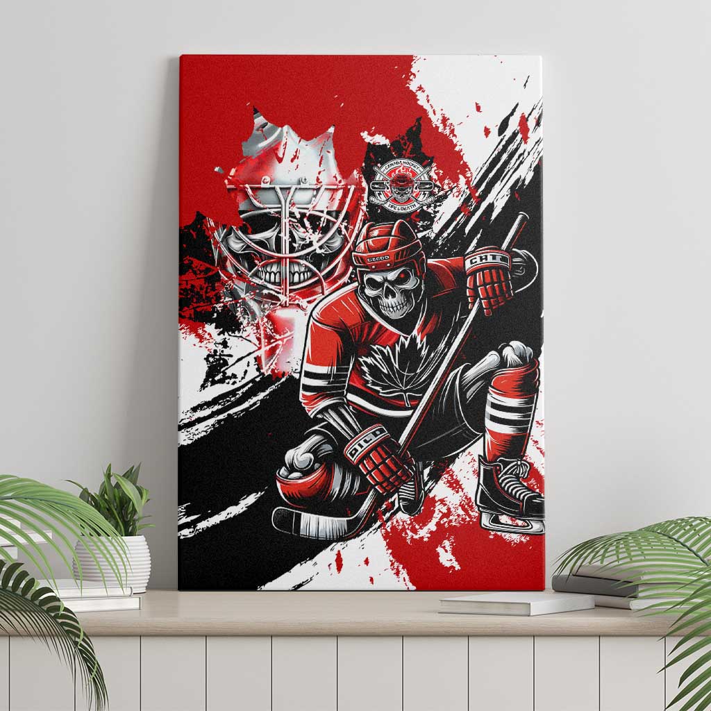 Canada Hockey Skull Life and Death Canvas Wall Art
