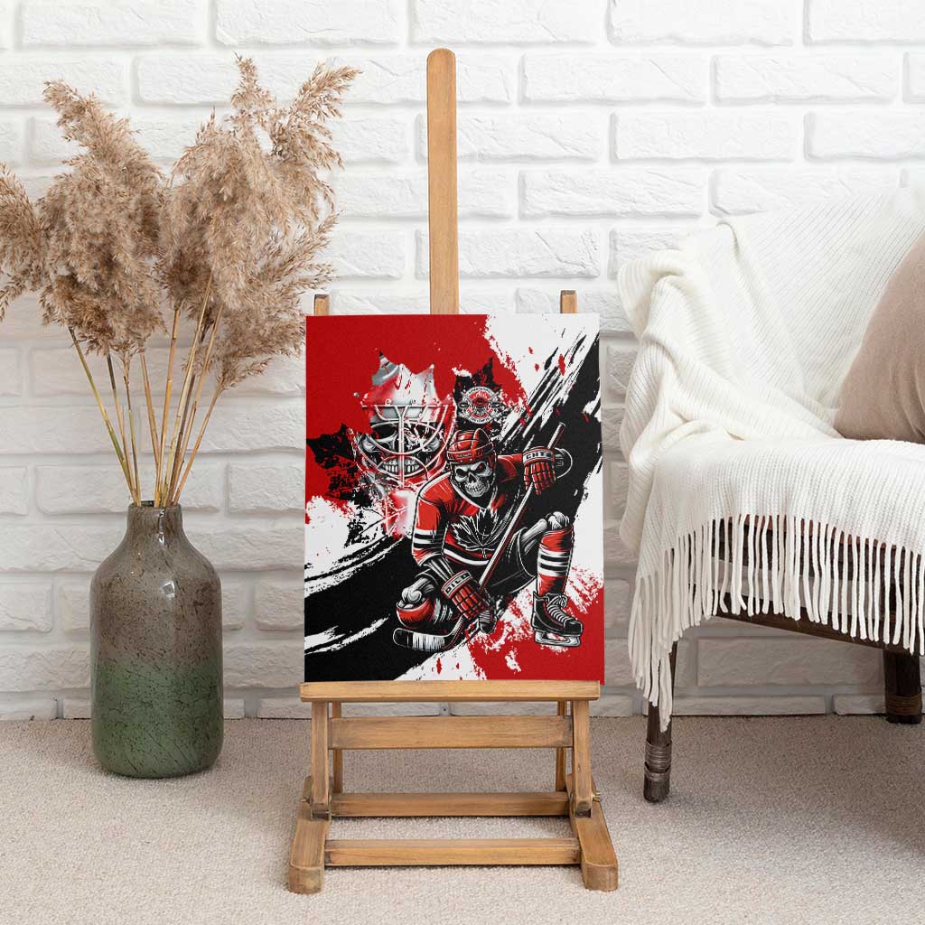 Canada Hockey Skull Life and Death Canvas Wall Art