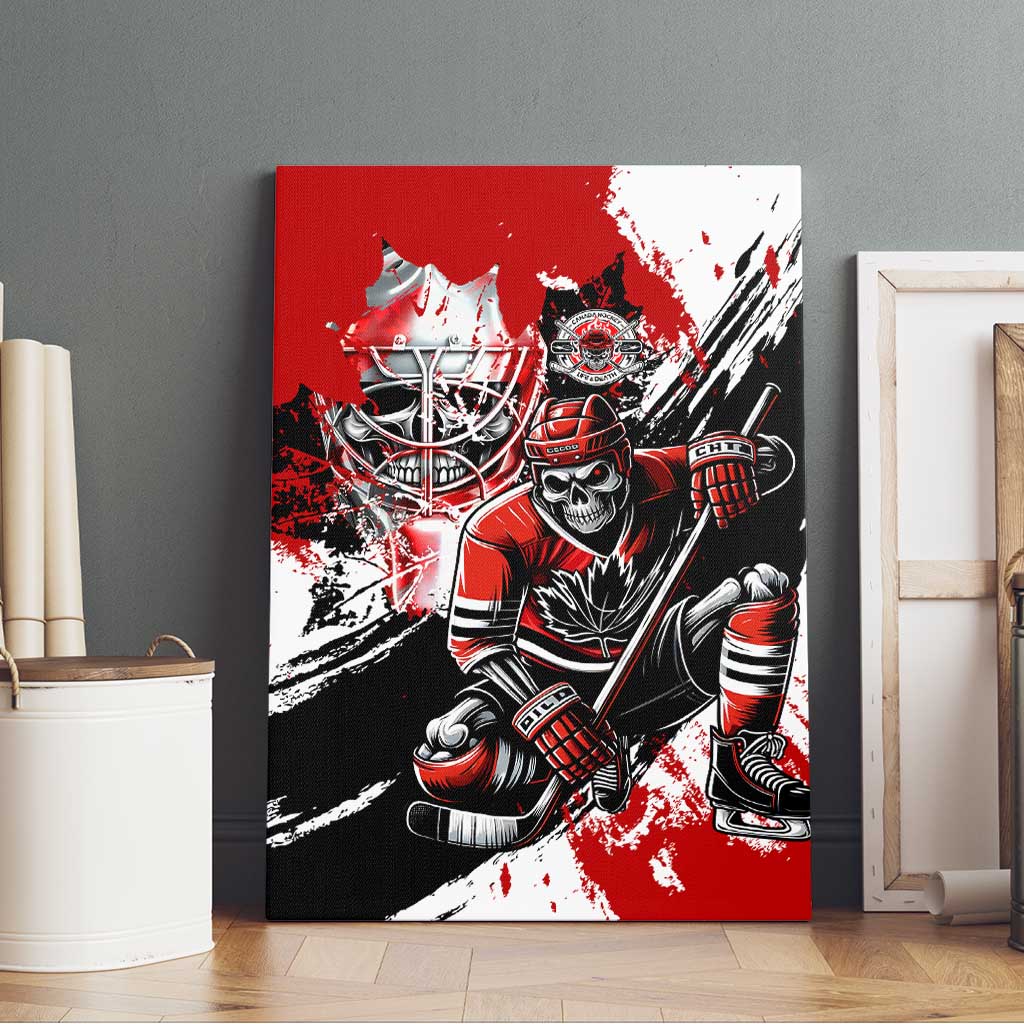 Canada Hockey Skull Life and Death Canvas Wall Art