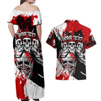 Canada Hockey Skull Life and Death Couples Matching Off Shoulder Maxi Dress and Hawaiian Shirt