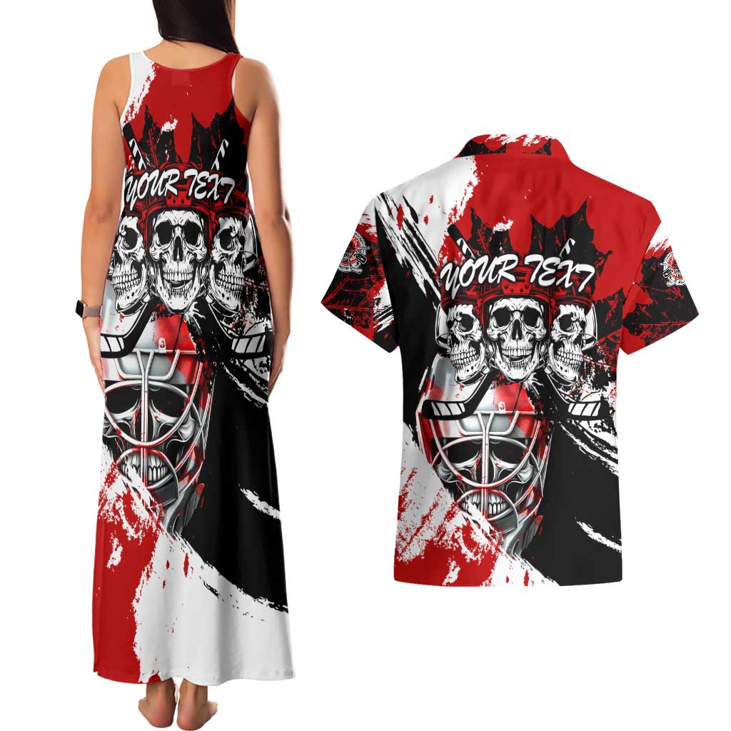 Canada Hockey Skull Life and Death Couples Matching Tank Maxi Dress and Hawaiian Shirt