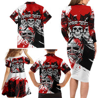 Canada Hockey Skull Life and Death Family Matching Long Sleeve Bodycon Dress and Hawaiian Shirt