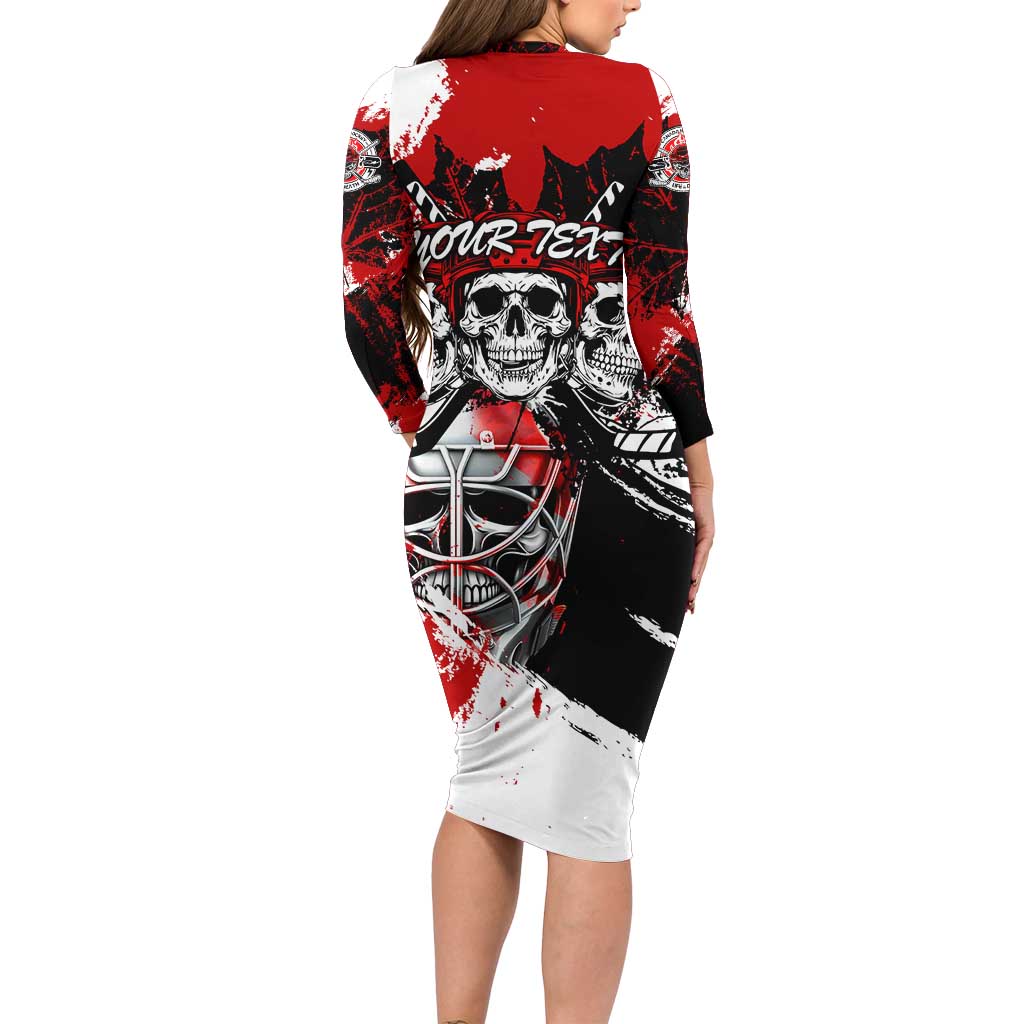 Canada Hockey Skull Life and Death Family Matching Long Sleeve Bodycon Dress and Hawaiian Shirt