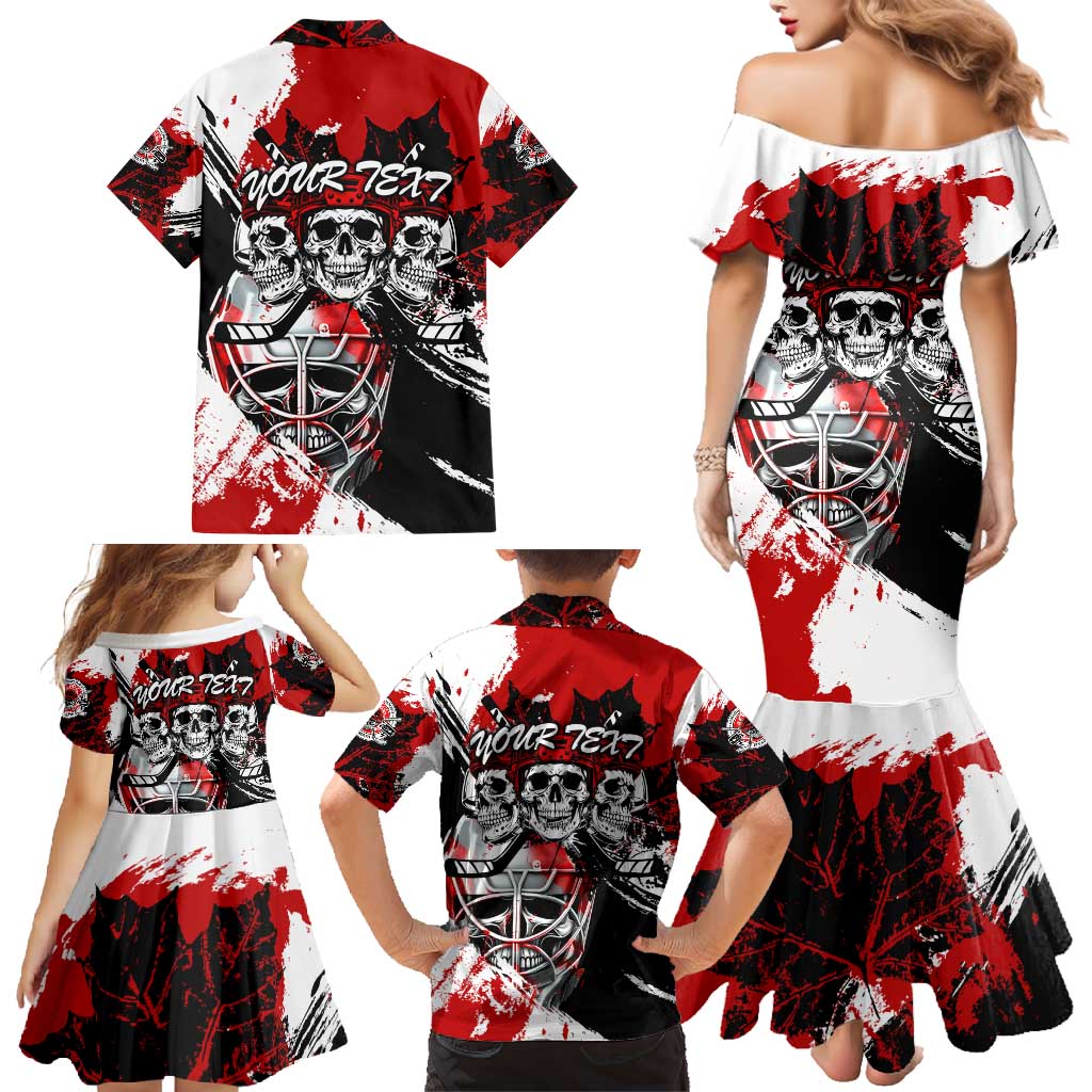 Canada Hockey Skull Life and Death Family Matching Mermaid Dress and Hawaiian Shirt