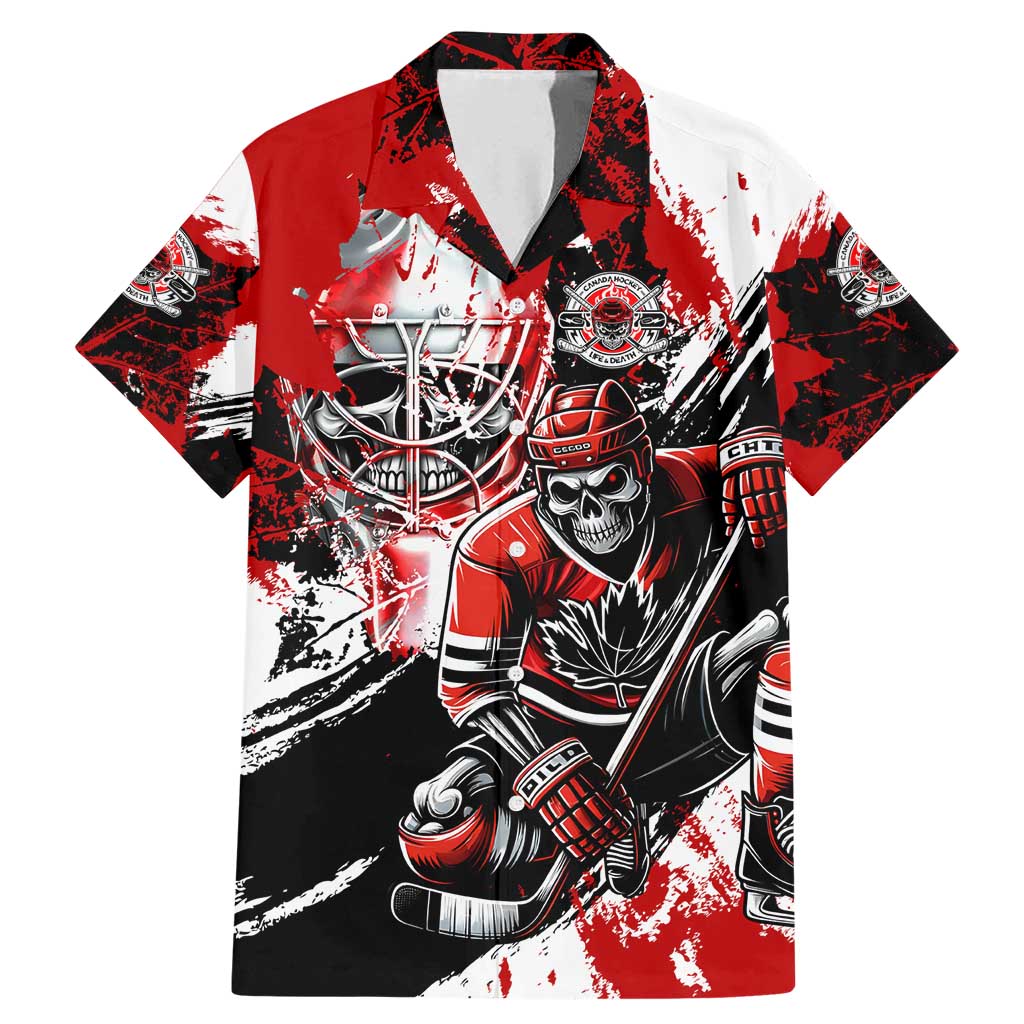 Canada Hockey Skull Life and Death Family Matching Mermaid Dress and Hawaiian Shirt