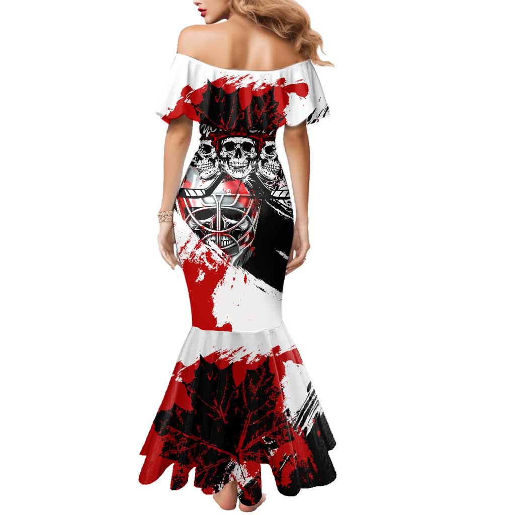 Canada Hockey Skull Life and Death Family Matching Mermaid Dress and Hawaiian Shirt