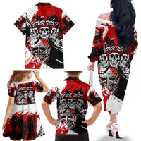 Canada Hockey Skull Life and Death Family Matching Off The Shoulder Long Sleeve Dress and Hawaiian Shirt