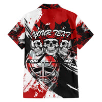 Canada Hockey Skull Life and Death Family Matching Off The Shoulder Long Sleeve Dress and Hawaiian Shirt