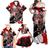 Canada Hockey Skull Life and Death Family Matching Off Shoulder Maxi Dress and Hawaiian Shirt