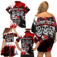 Canada Hockey Skull Life and Death Family Matching Off Shoulder Short Dress and Hawaiian Shirt