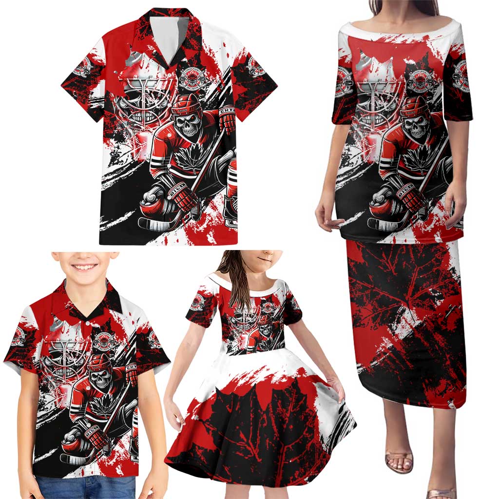 Canada Hockey Skull Life and Death Family Matching Puletasi and Hawaiian Shirt