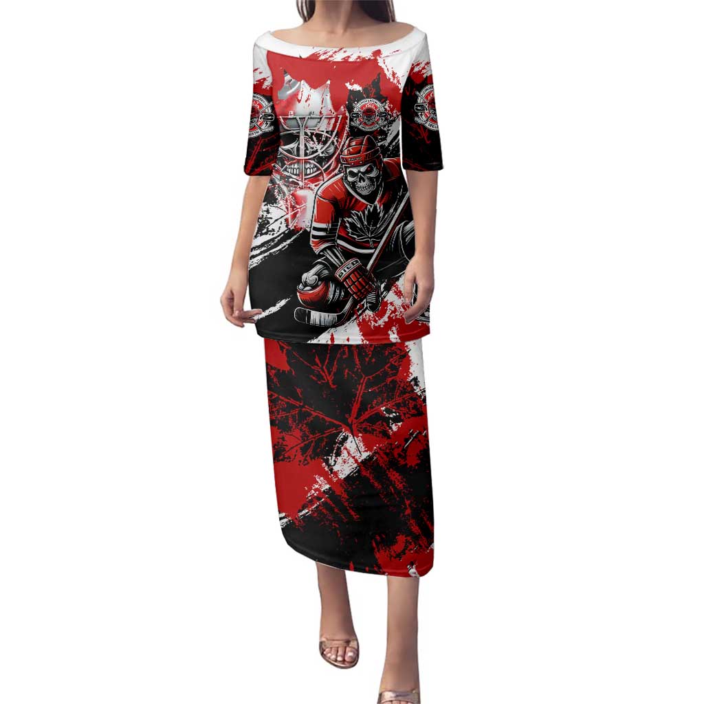 Canada Hockey Skull Life and Death Family Matching Puletasi and Hawaiian Shirt