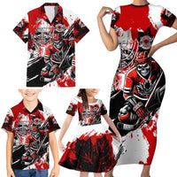 Canada Hockey Skull Life and Death Family Matching Short Sleeve Bodycon Dress and Hawaiian Shirt
