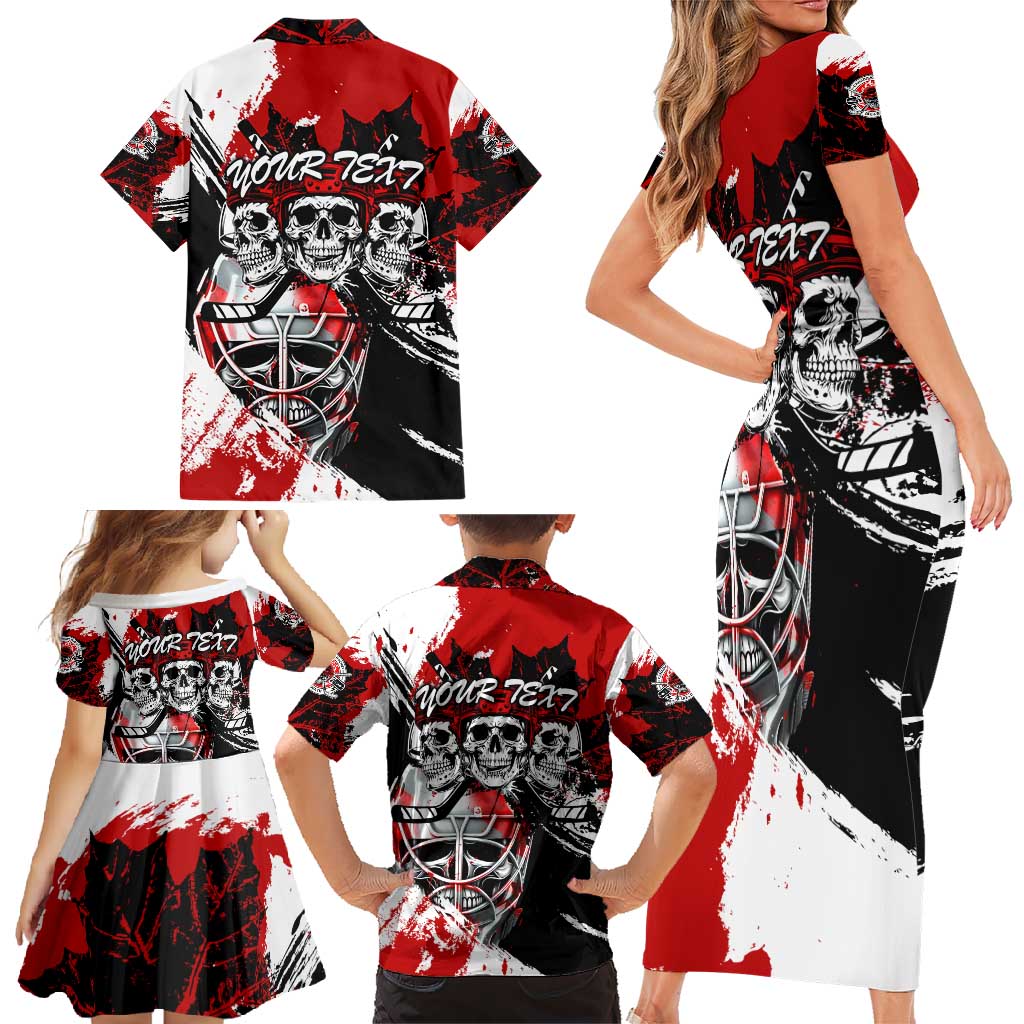 Canada Hockey Skull Life and Death Family Matching Short Sleeve Bodycon Dress and Hawaiian Shirt