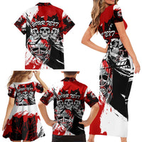 Canada Hockey Skull Life and Death Family Matching Short Sleeve Bodycon Dress and Hawaiian Shirt