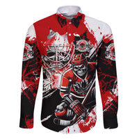 Canada Hockey Skull Life and Death Family Matching Short Sleeve Bodycon Dress and Hawaiian Shirt