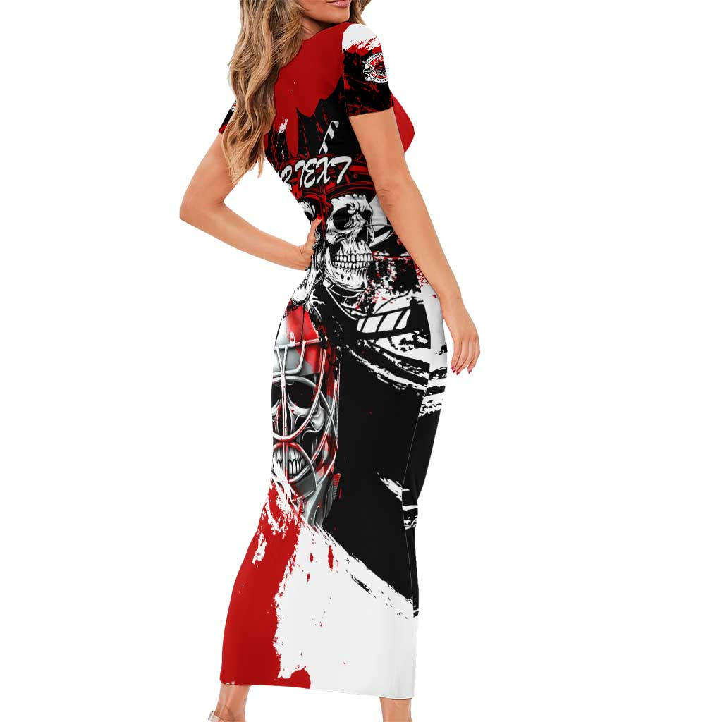 Canada Hockey Skull Life and Death Family Matching Short Sleeve Bodycon Dress and Hawaiian Shirt
