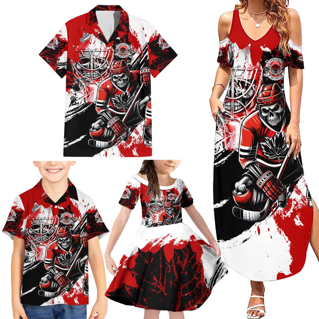 Canada Hockey Skull Life and Death Family Matching Summer Maxi Dress and Hawaiian Shirt