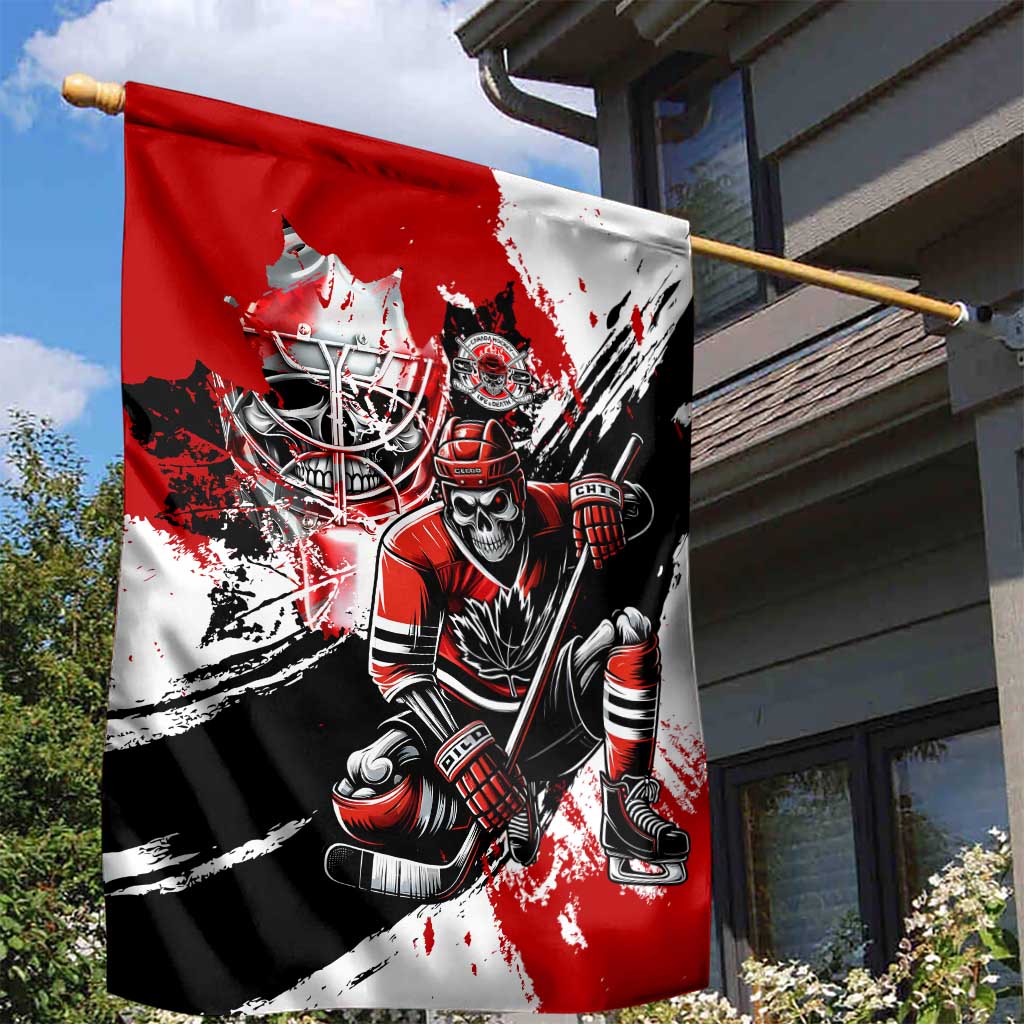 Canada Hockey Skull Life and Death Garden Flag