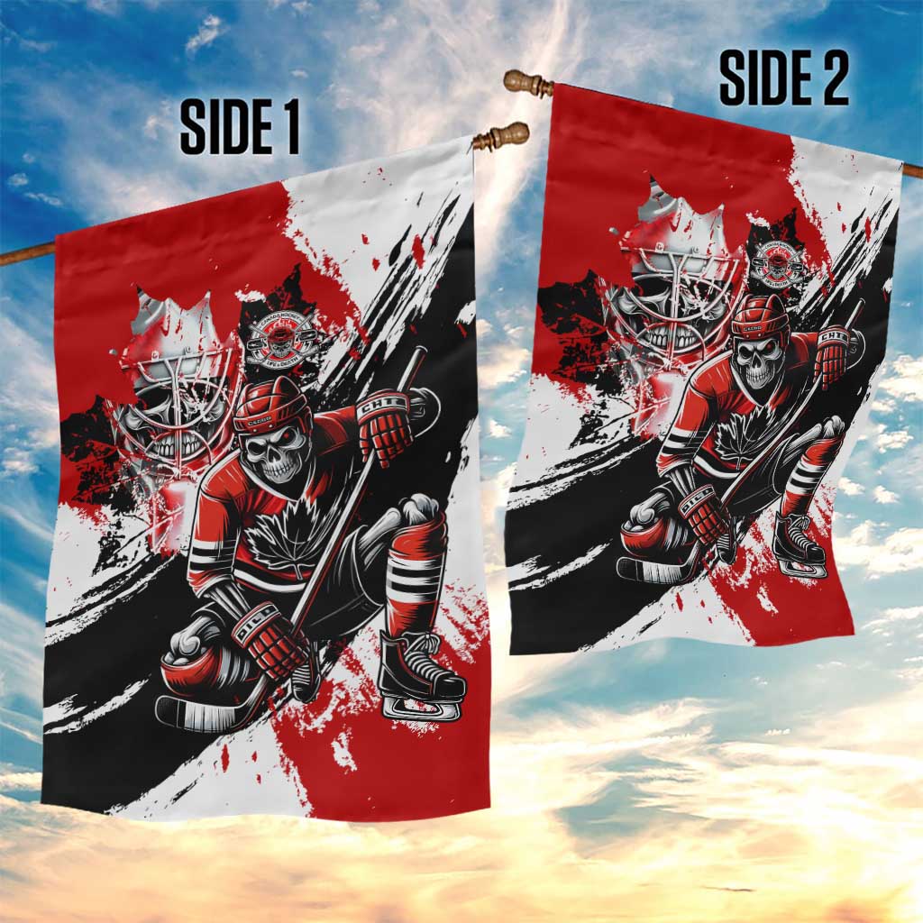 Canada Hockey Skull Life and Death Garden Flag