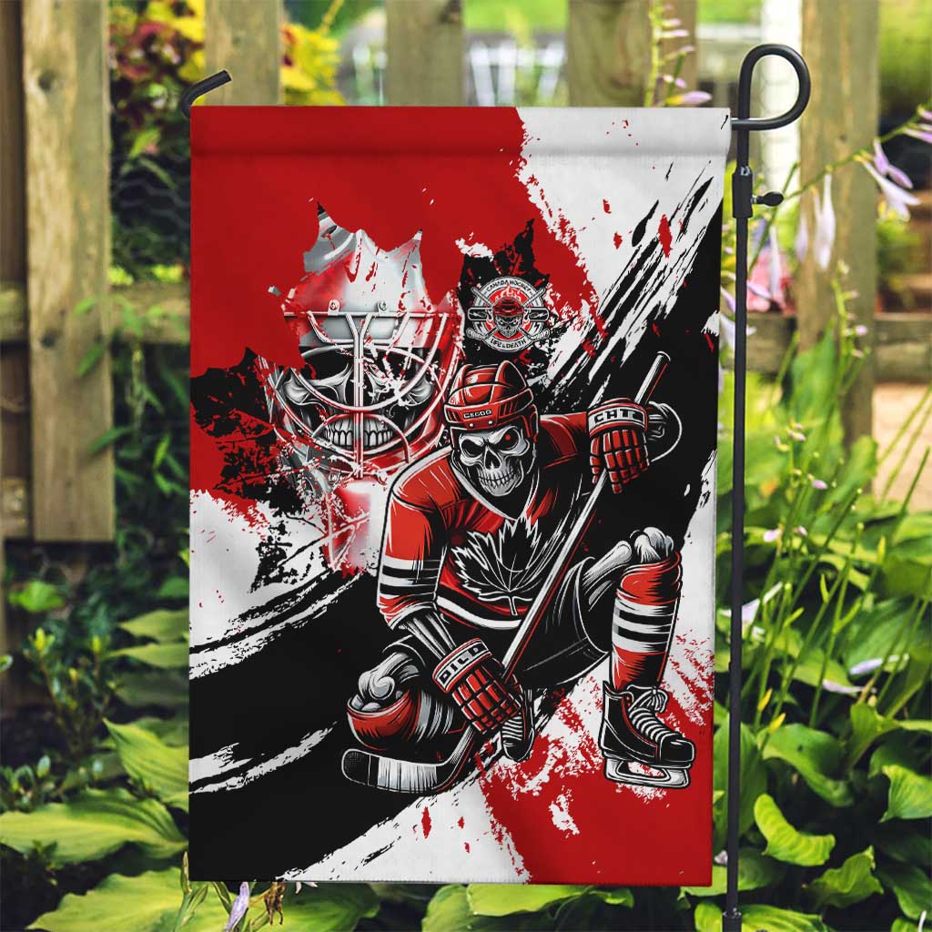 Canada Hockey Skull Life and Death Garden Flag