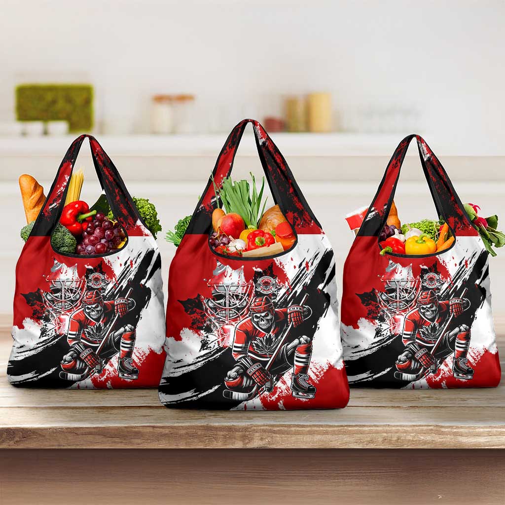 Canada Hockey Skull Life and Death Grocery Bag