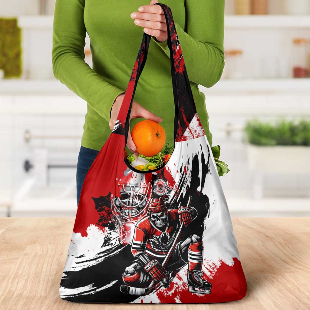 Canada Hockey Skull Life and Death Grocery Bag