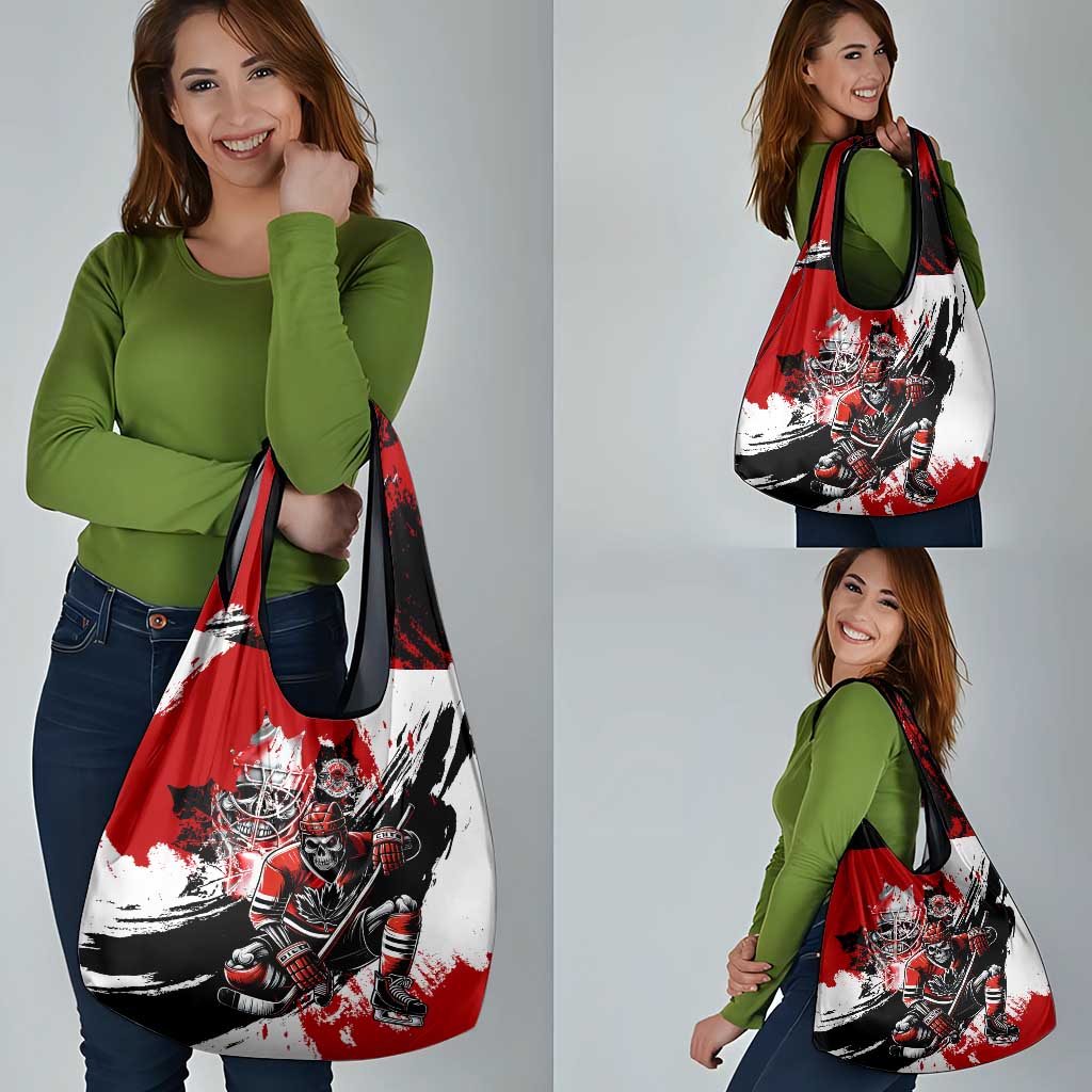 Canada Hockey Skull Life and Death Grocery Bag
