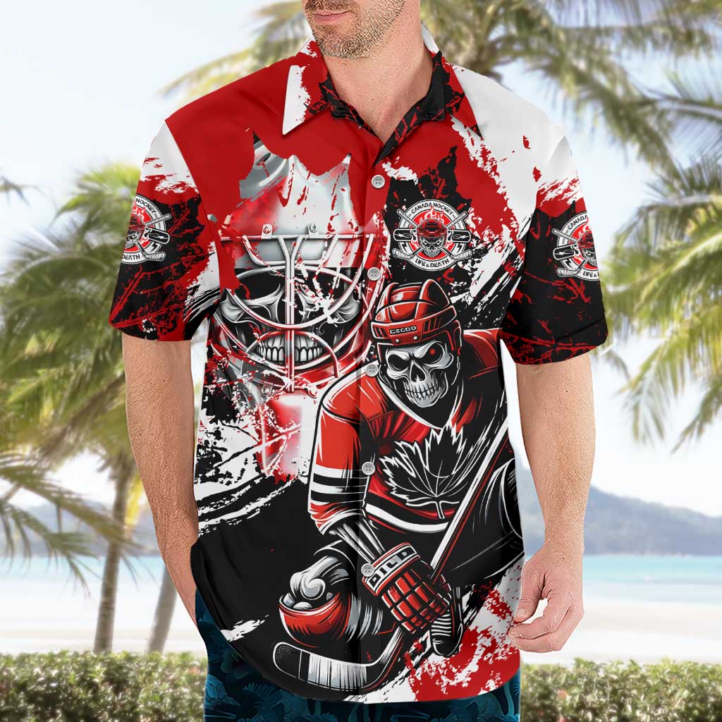 Canada Hockey Skull Life and Death Hawaiian Shirt