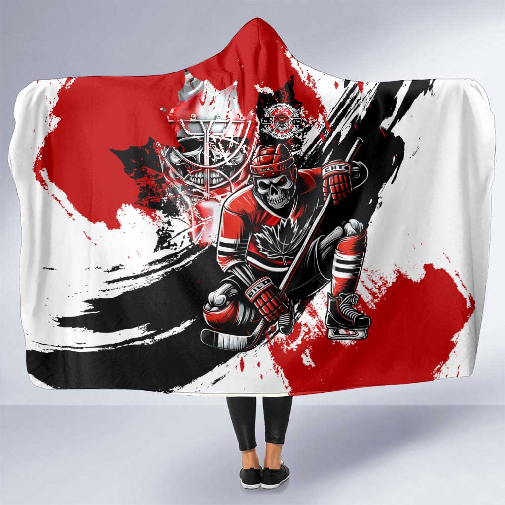 Canada Hockey Skull Life and Death Hooded Blanket