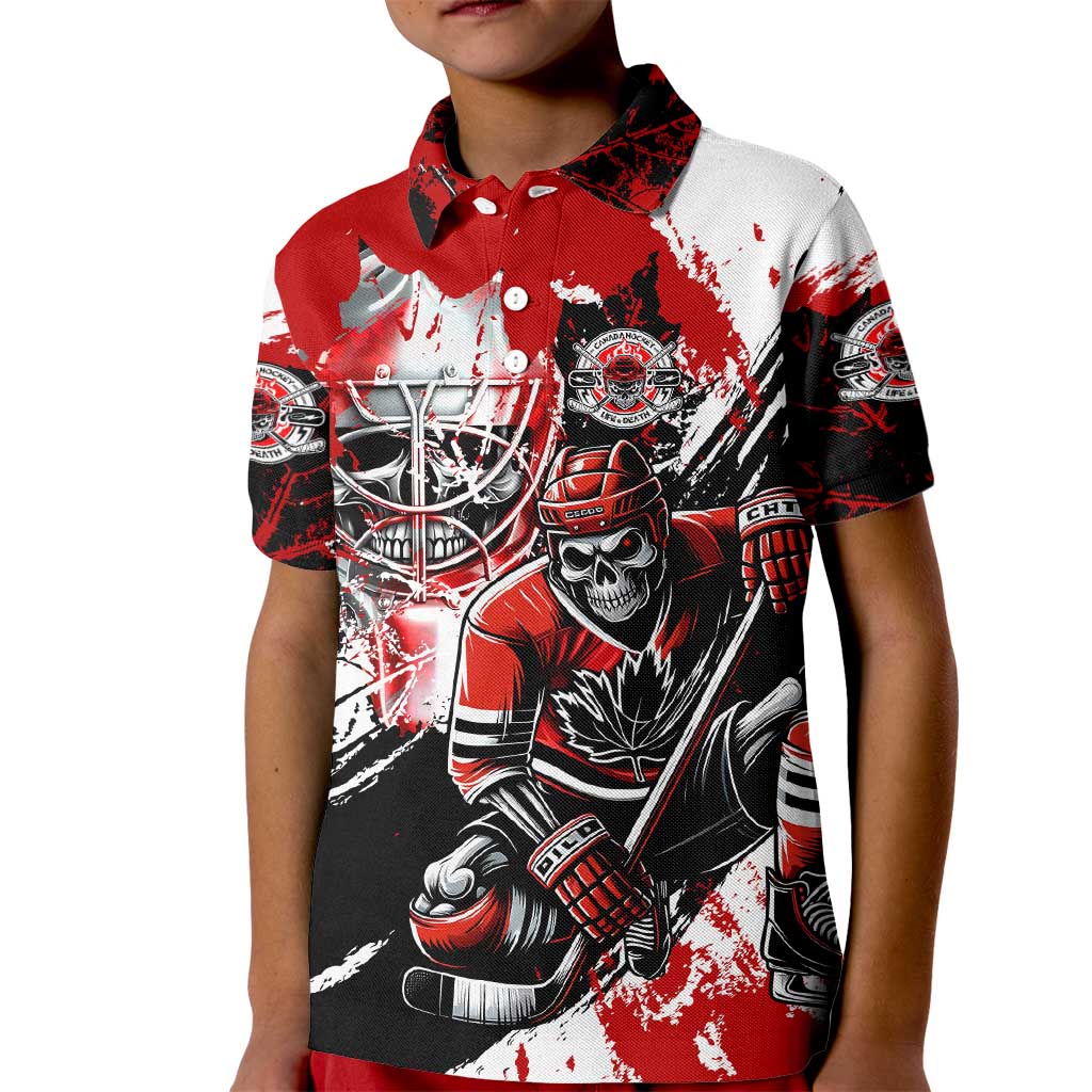 Canada Hockey Skull Life and Death Kid Polo Shirt