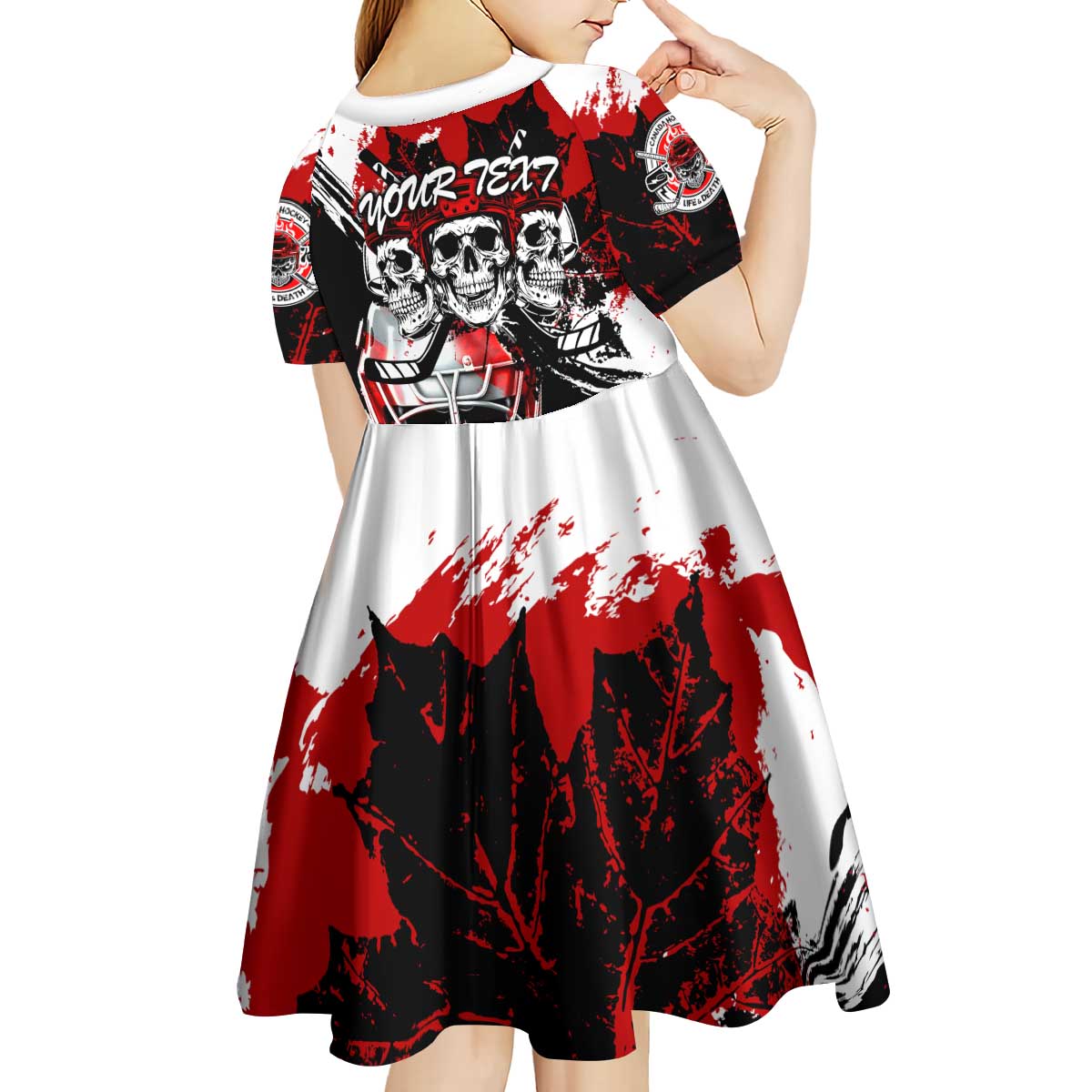 Canada Hockey Skull Life and Death Kid Short Sleeve Dress