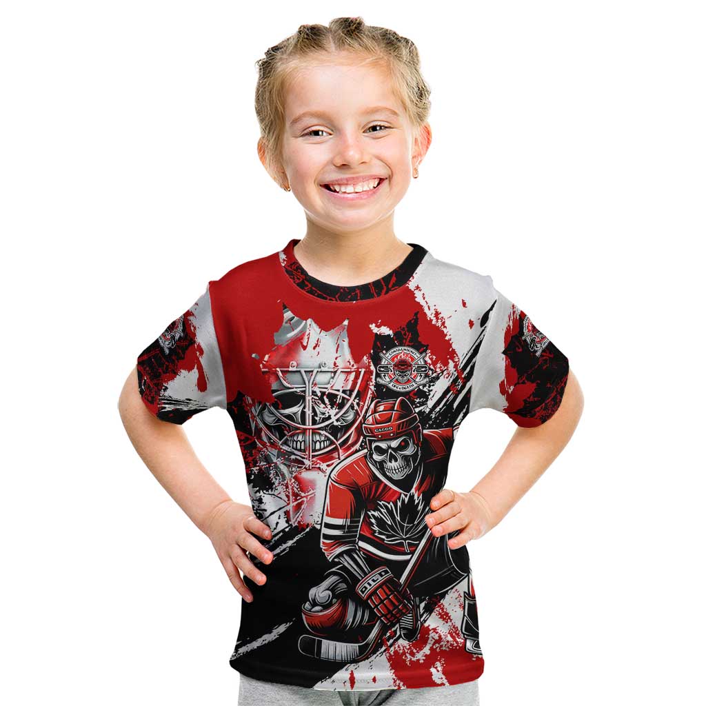 Canada Hockey Skull Life and Death Kid T Shirt