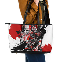 Canada Hockey Skull Life and Death Leather Tote Bag