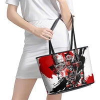 Canada Hockey Skull Life and Death Leather Tote Bag