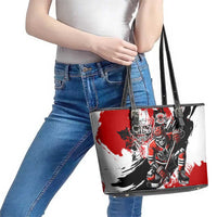 Canada Hockey Skull Life and Death Leather Tote Bag