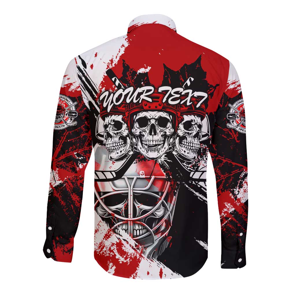 Canada Hockey Skull Life and Death Long Sleeve Button Shirt