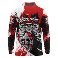 Canada Hockey Skull Life and Death Long Sleeve Polo Shirt