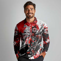 Canada Hockey Skull Life and Death Long Sleeve Polo Shirt
