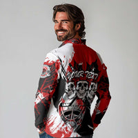 Canada Hockey Skull Life and Death Long Sleeve Polo Shirt