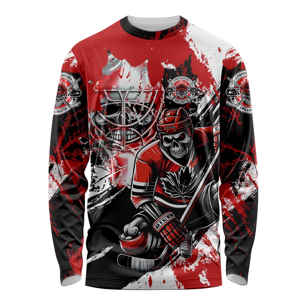 Canada Hockey Skull Life and Death Long Sleeve Shirt