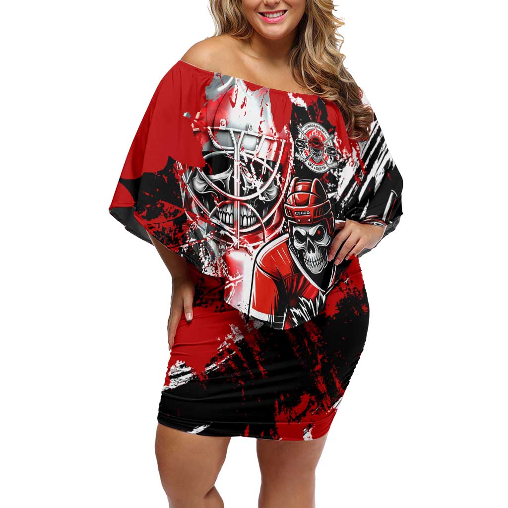 Canada Hockey Skull Life and Death Off Shoulder Short Dress